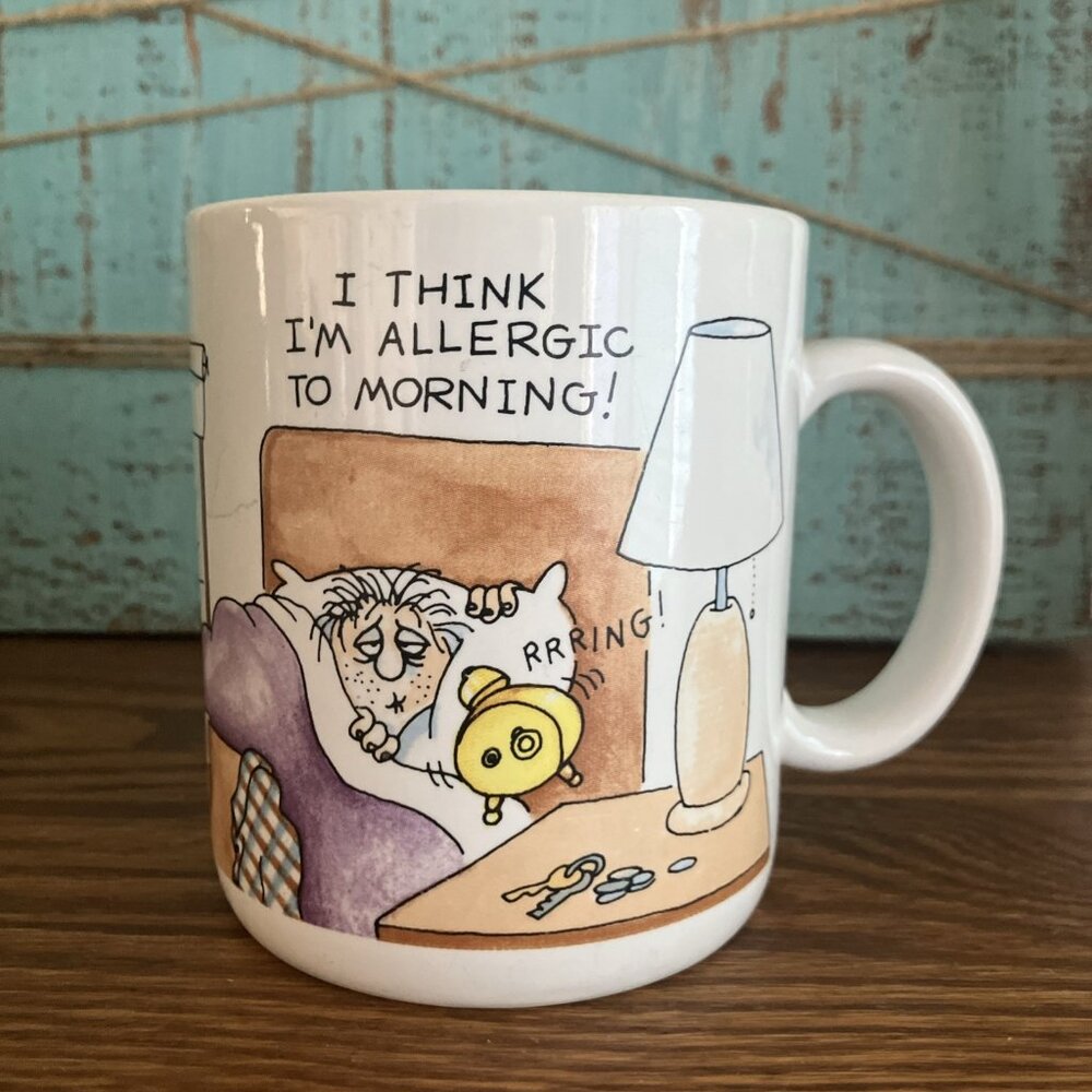 Vintage Hallmark Smile Mug I Think I'm Allergic to Morning! Coffee Cup Mug